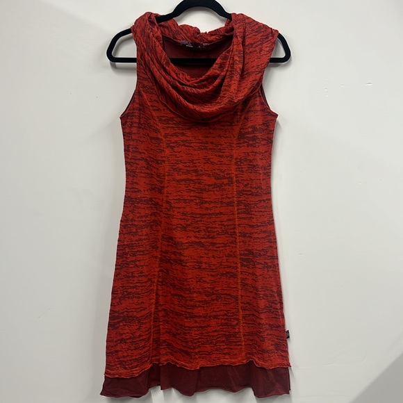 Prana Women's Tyda Burnout Red Sleeveless Cowl Neck Dress Size M - Picture 2 of 7